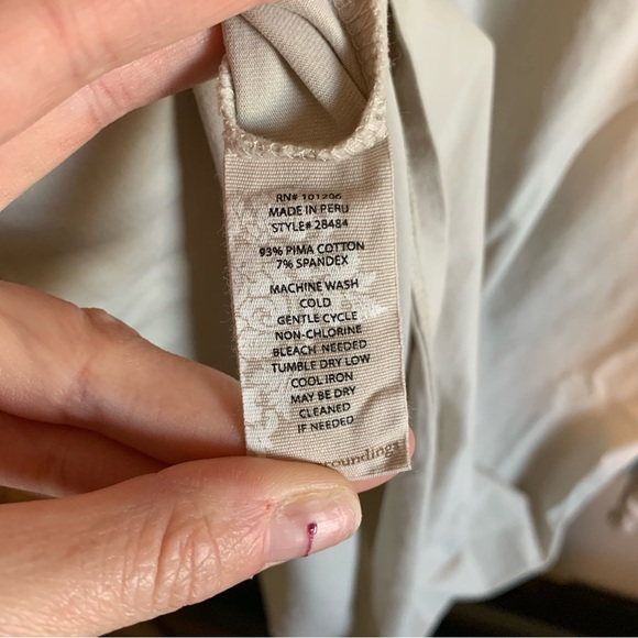 Soft Surroundings Basic Cream Long Sleeve Top-Md - Picture 5 of 5